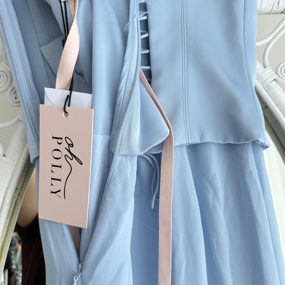 Oh Polly Dress 4 Blue Corset Mermaid Maxi Strapless Formal Evening Gown Wedding - Picture 9 of 14